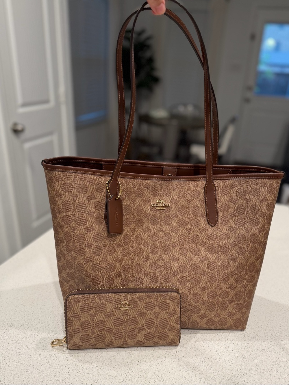 Coach Signature Canvas Tote & Matching Wallet